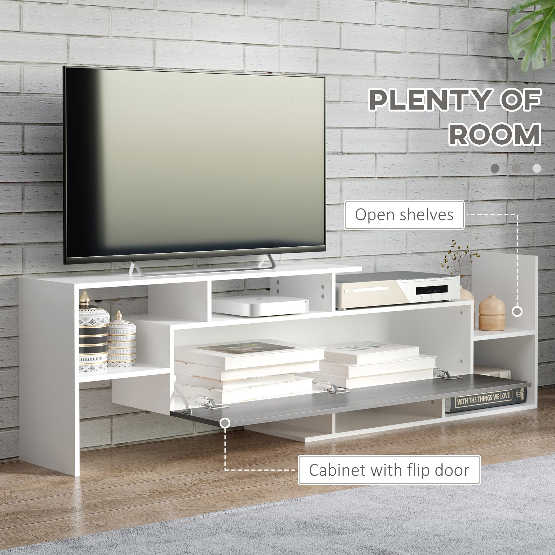 Homcom Modern TV Cabinet with Wall Shelf