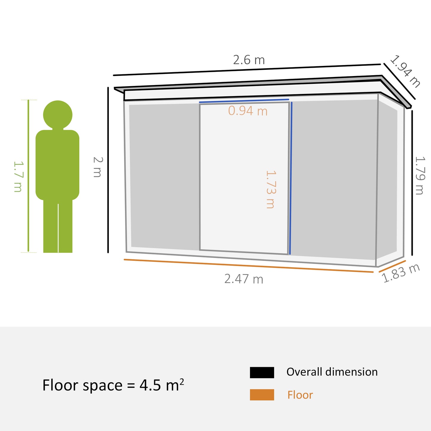 Lightsky 8.5 x 6' Double Door Pent Garden Shed Steel Green by Steadfast