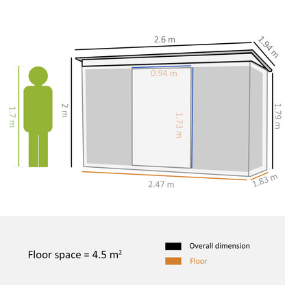 Lightsky 8.5 x 6' Double Door Pent Garden Shed Steel Green by Steadfast