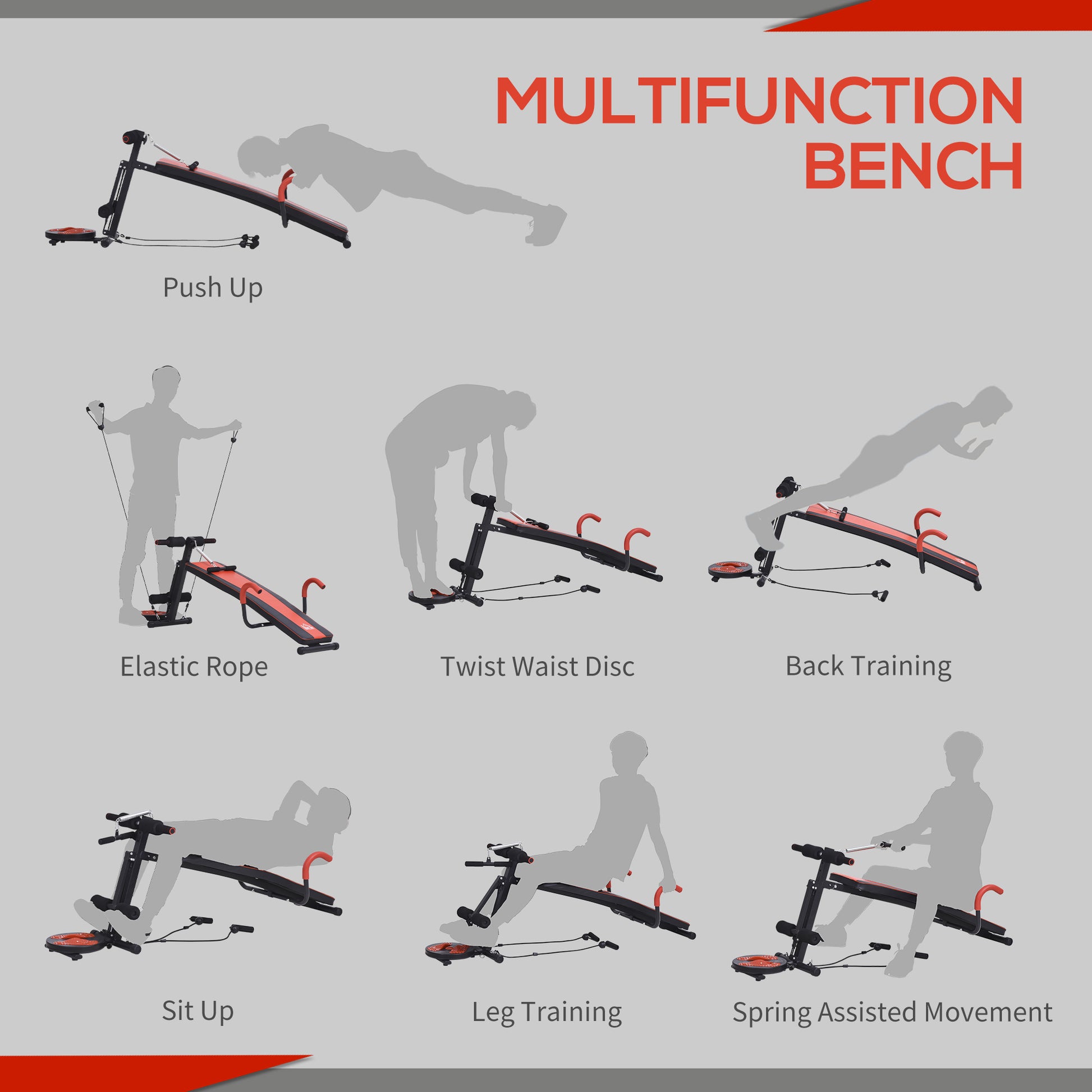 Homcom Multifunctional sit up Bench w/ Twist Waist Disc