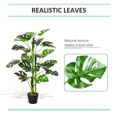 Outsunny 100cm/3.3FT Artificial Monstera Tree Decorative Cheese Plant 21 Leaves with Nursery Pot