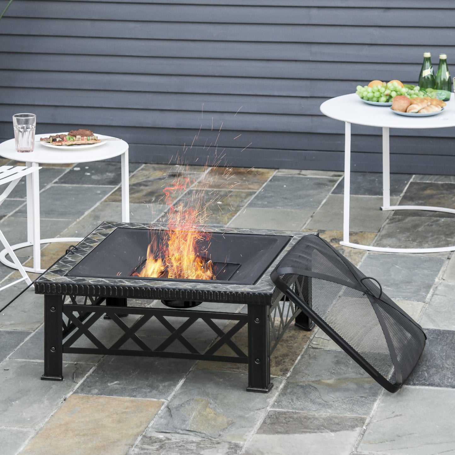 Outsunny Large Outdoor Fire Pit Table