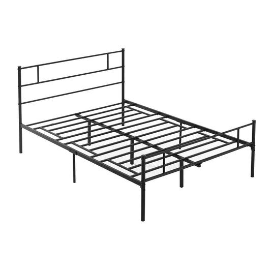 Homcom Double Metal Bed Frame Solid Bedstead Base with Headboard and Footboard