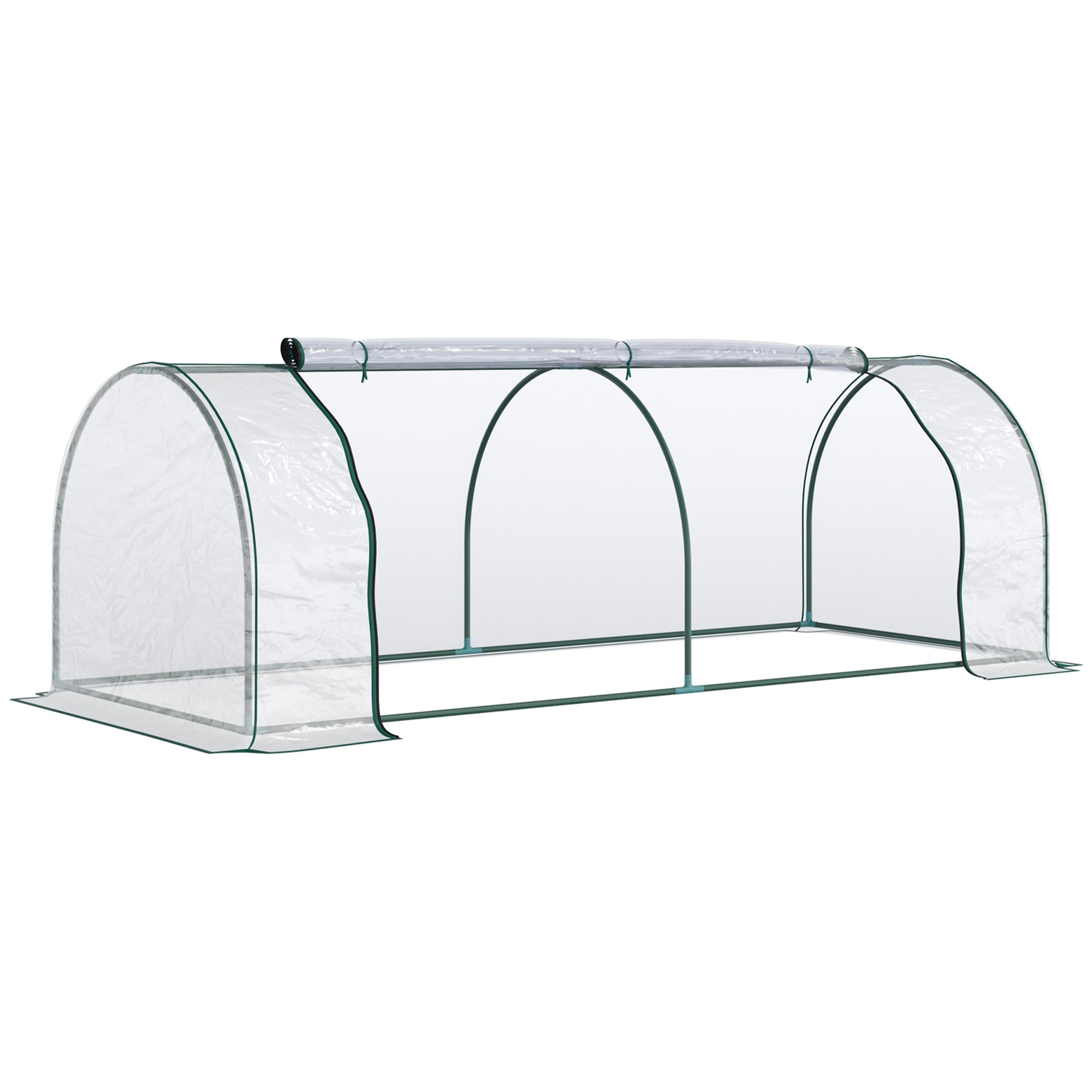 Outsunny PVC Greenhouse Tunnel Steel Frame Transparent 250x100x80cm