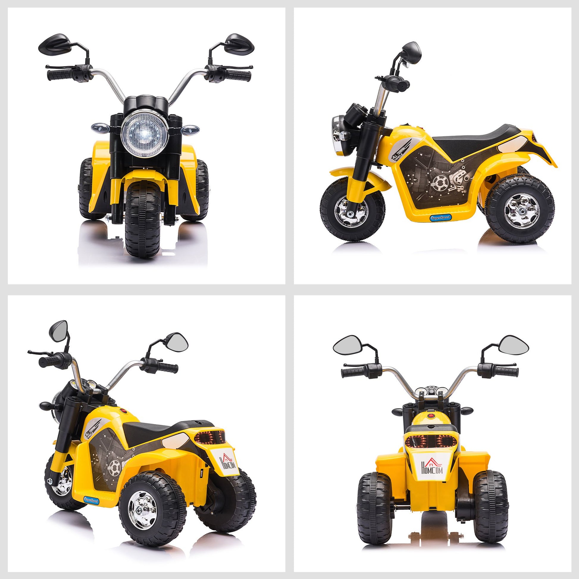 Homcom Kids 6V Electric Motorcycle Ride-On Toy Battery 18 - 36 Months Yellow