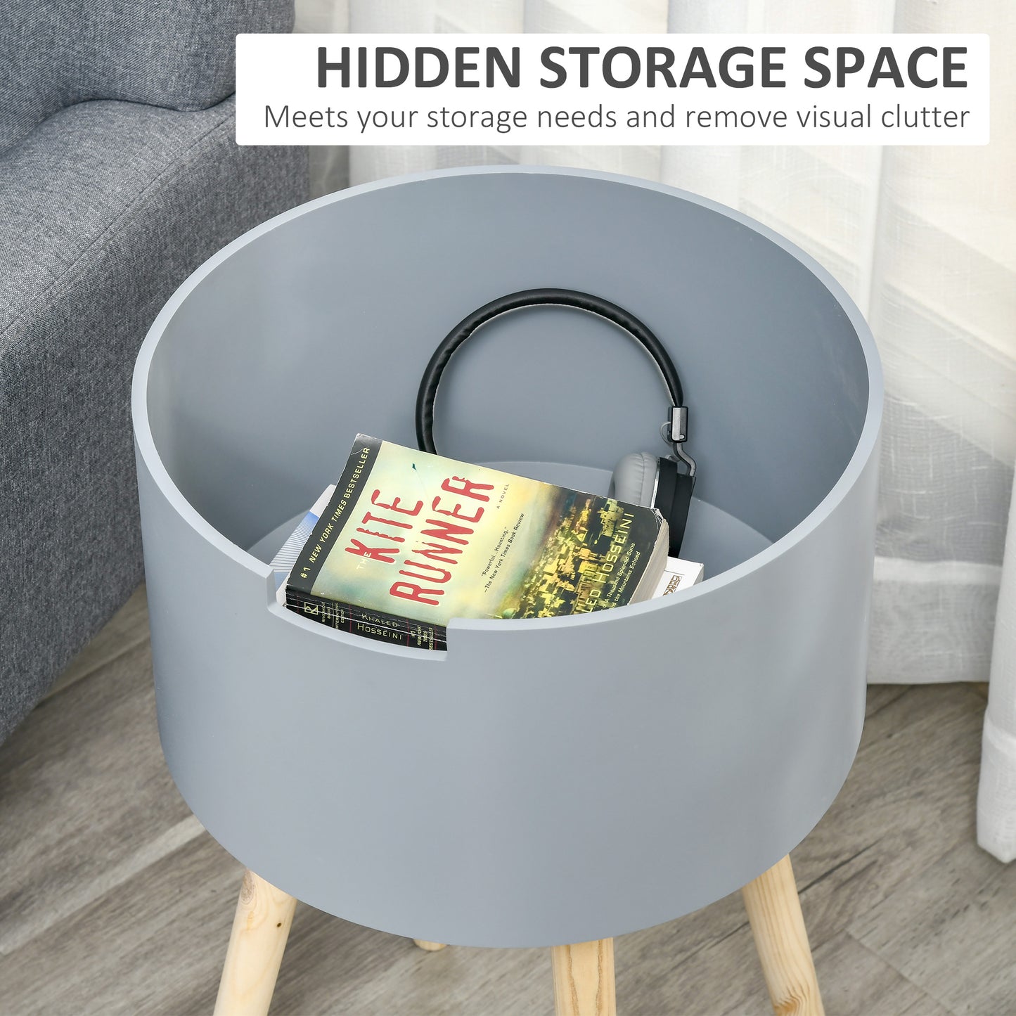 Homcom Modern Side Table with Hidden Storage Space