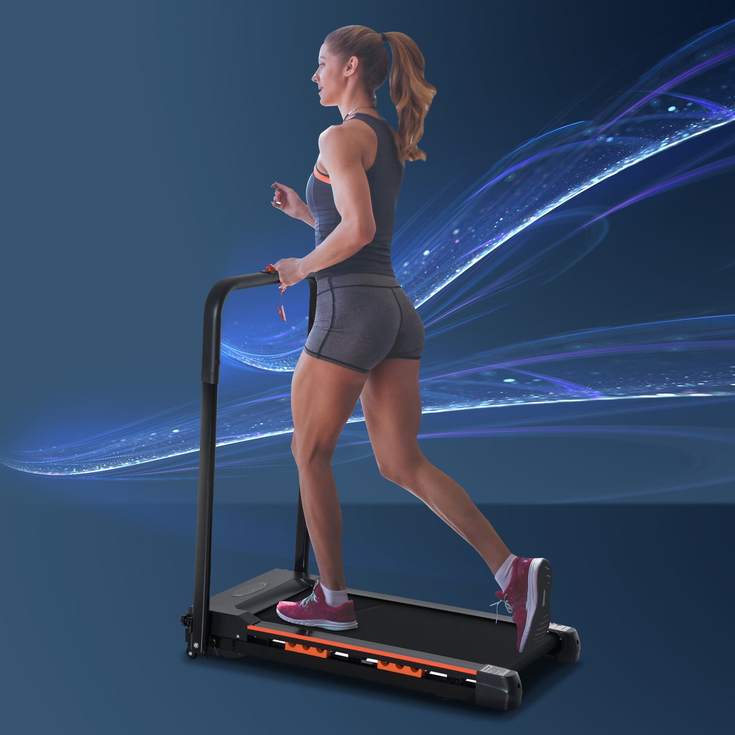 Homcom Steel Folding Motorized Home Treadmill w/ LCD Monitor Black