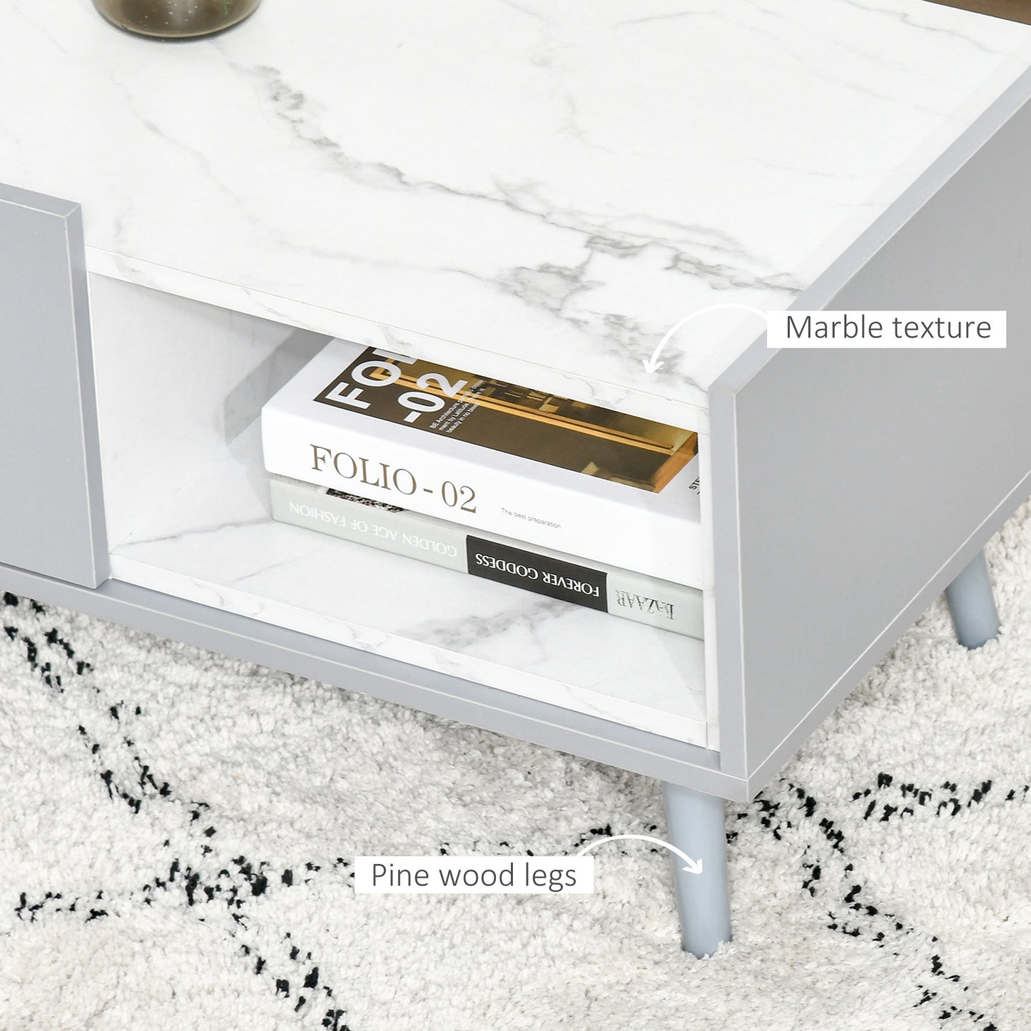 Homcom Modern Coffee Table with Marble Effect