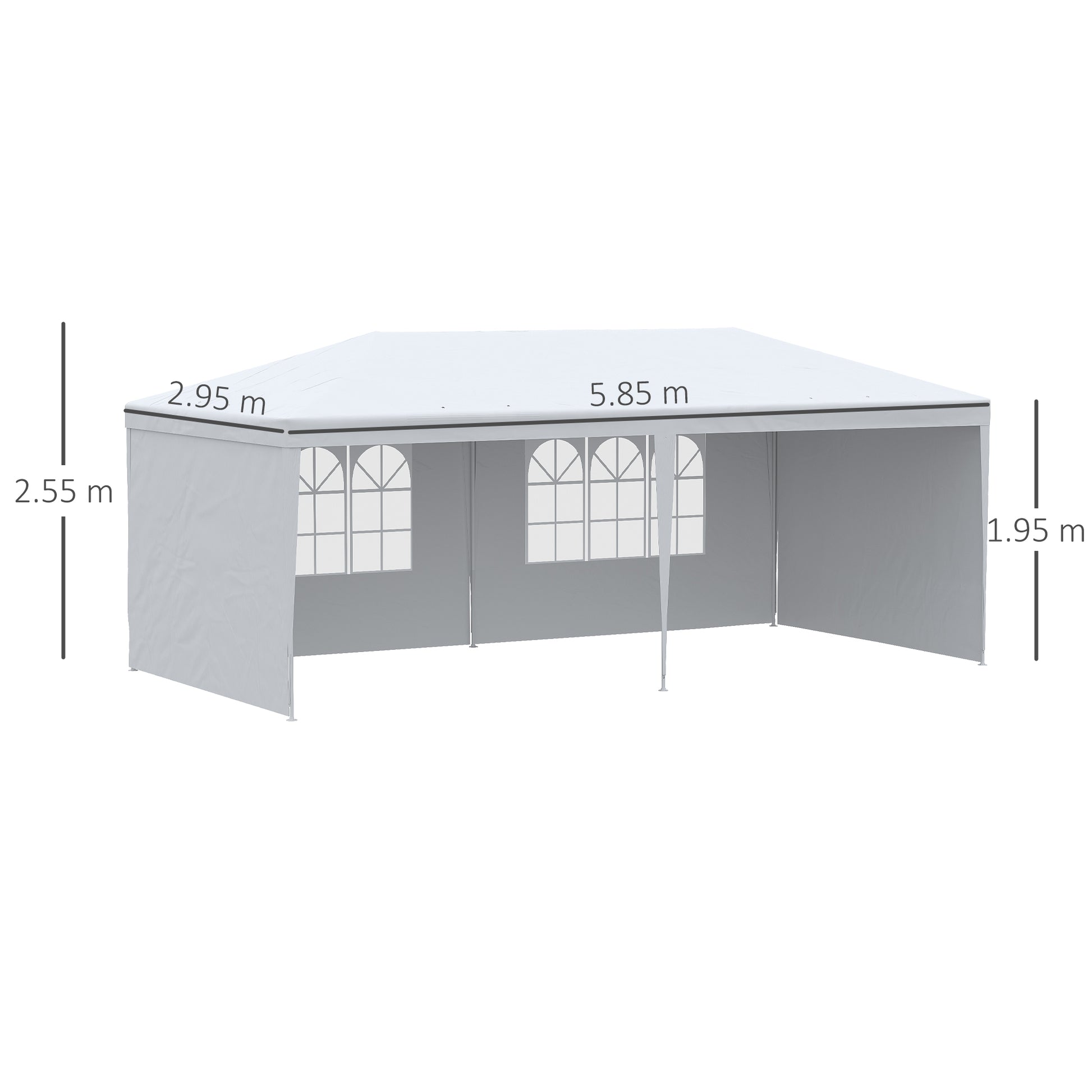 Outsunny 6 x 3 m Party Tent Gazebo Marquee Outdoor Patio Canopy Shelter with Windows and Side Panels White