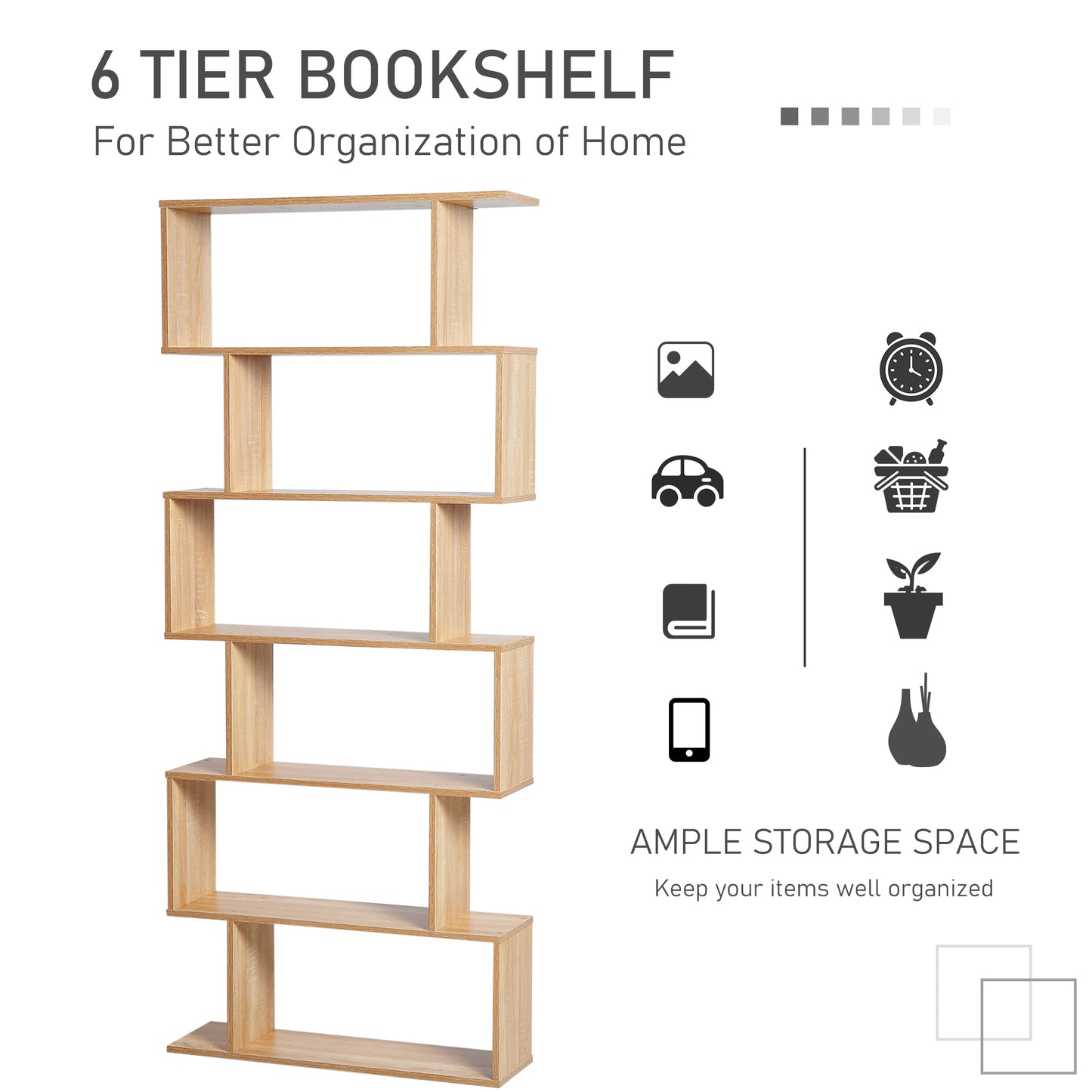 Homcom 6-Tier S-Shaped Shelf Unit