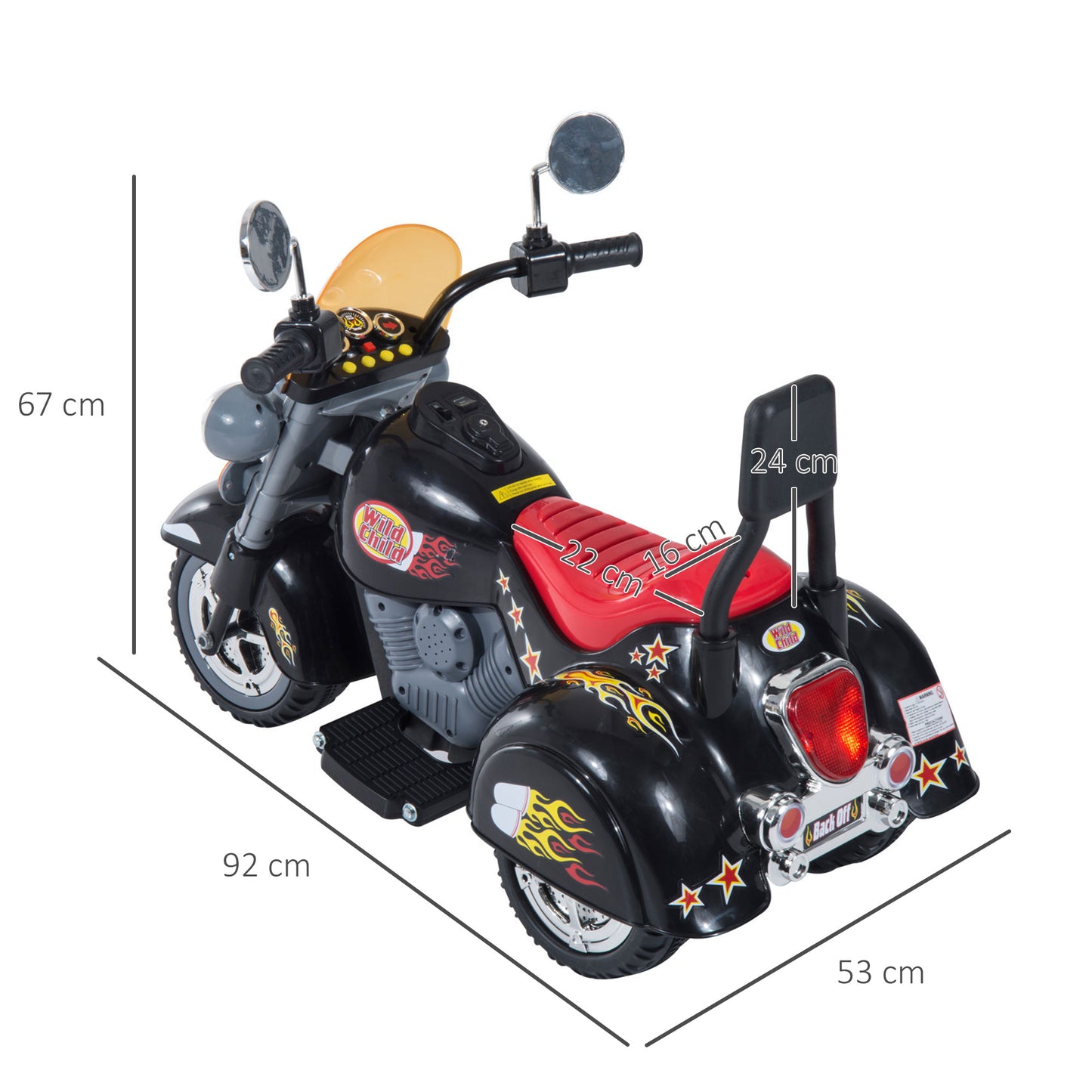 Homcom Kids Ride On Toy Car Motorbike Electric Scooter 6V Battery Operated Toy Trike-Black