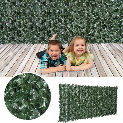 Outsunny Artificial Leaf Hedge Screen Privacy Fence Panel for Garden Outdoor Indoor Decor 2.4M x 1M Dark Green