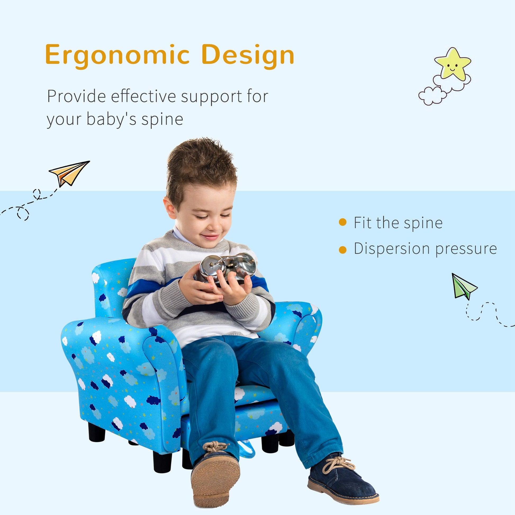 Homcom Kids Star and Cloud Armchair