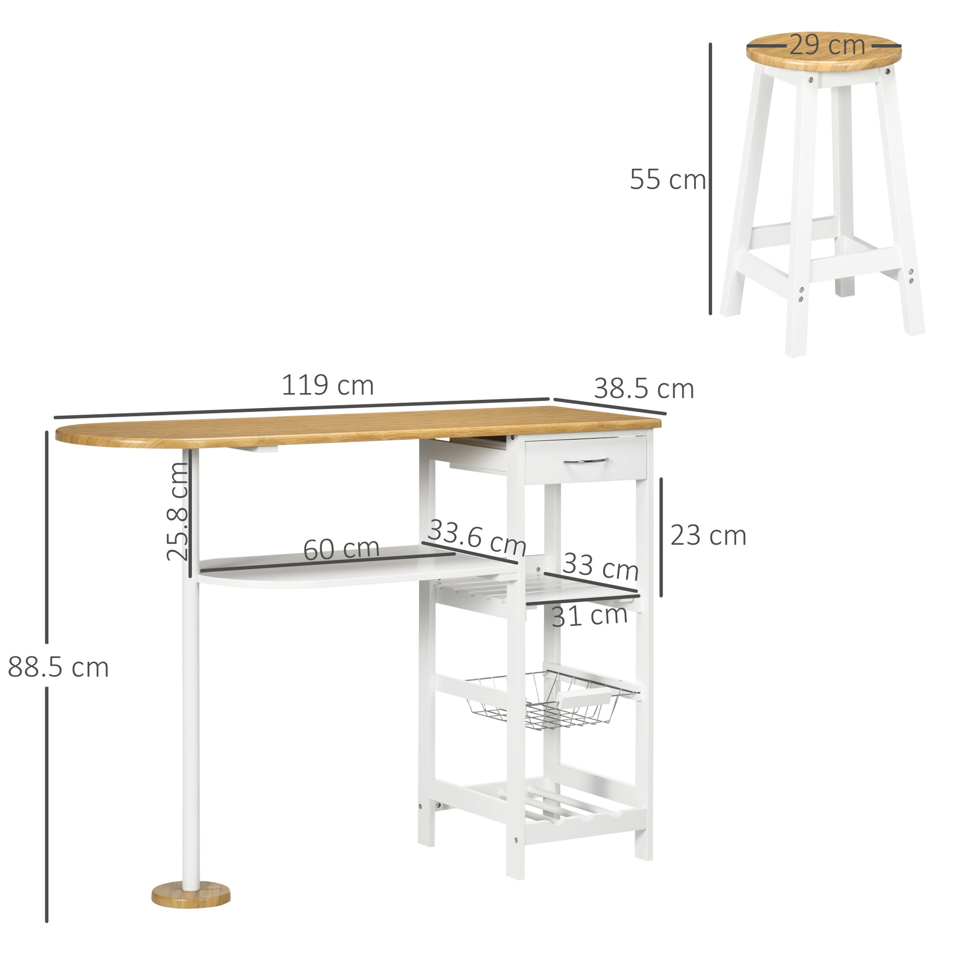 Homcom 3 Piece Bar Table Set