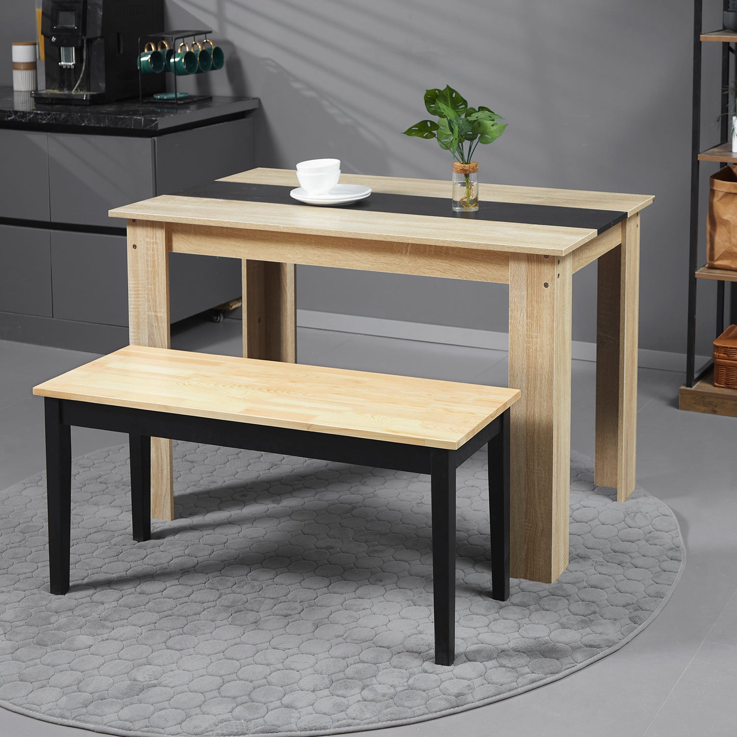 Homcom 102 cm Wood Dining Bench for 2 People