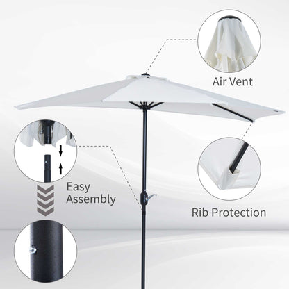 Outsunny 2.7m Balcony Half Parasol 5 Steel Ribs Construction Garden Outdoor Umbrella Cream White