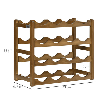 Homcom Free Standing Bamboo Wine Rack with 16 Bottles Holder