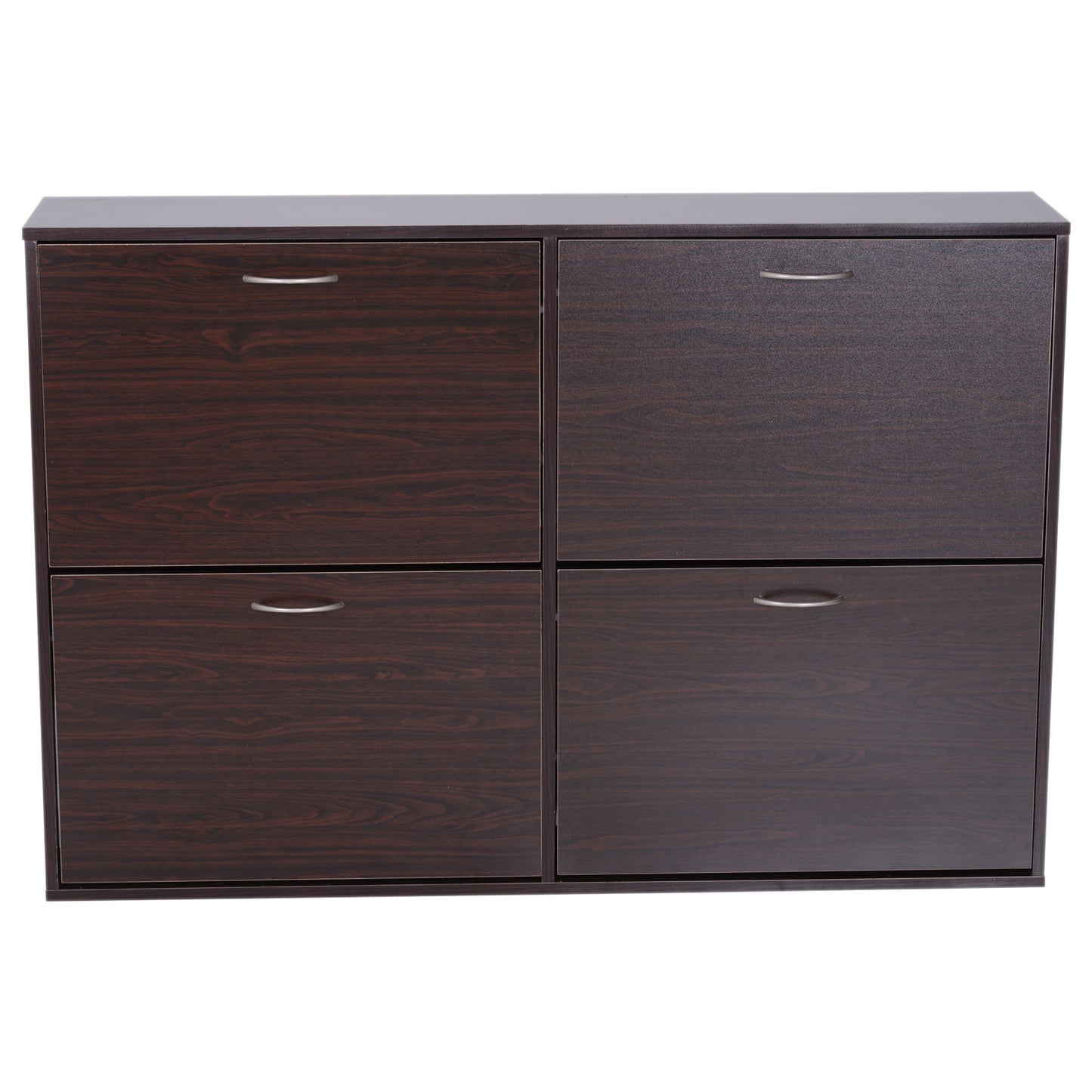 Homcom Wooden Modern Design 4 Drawer Shoes Cabinet Pull Down Shelf Storage Organiser Entrance Hallway Furniture - Dark Brown