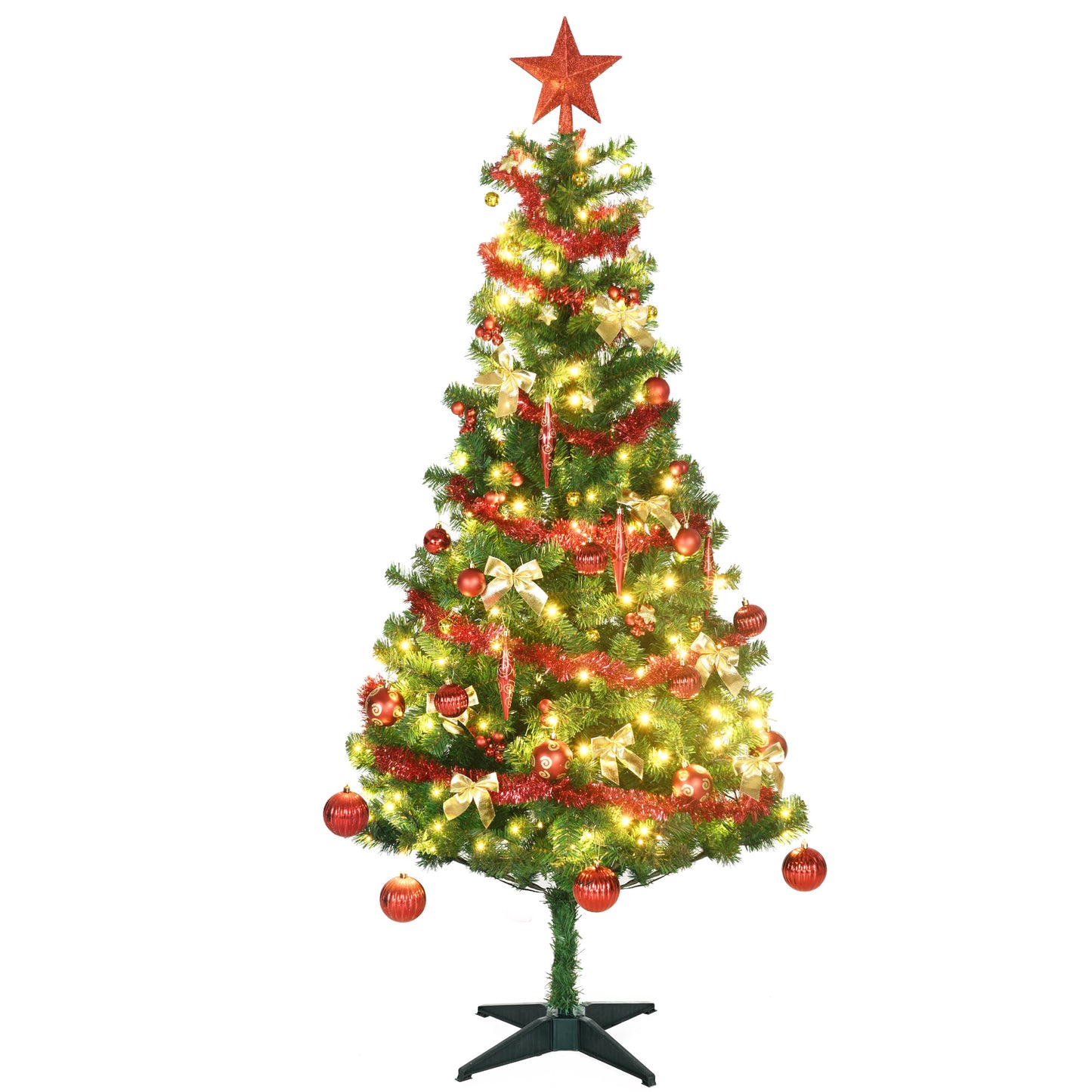 6ft Decorated Christmas Tree Artificial - with LED Lights Warm White 480 Tips