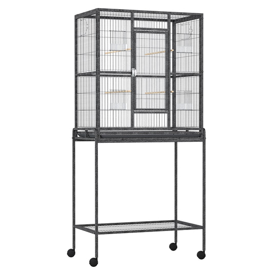 Grille 162cm Bird Cage Wheeled Grey & Black by Pawhut