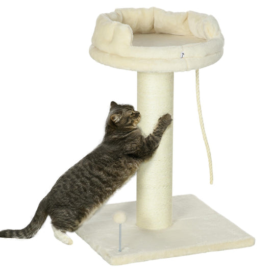 Cat Tree, with Sisal Wrapped Scratching Post - Cream-0