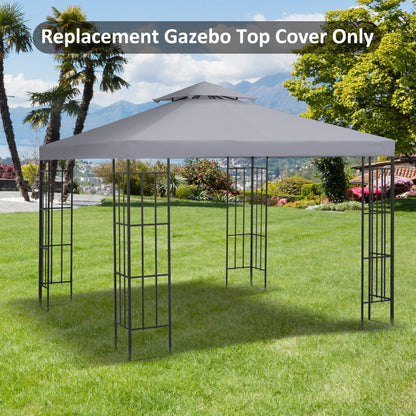 Outsunny 3(m) Gazebo Top Cover Double Tier Canopy Replacement Pavilion Roof Light Grey