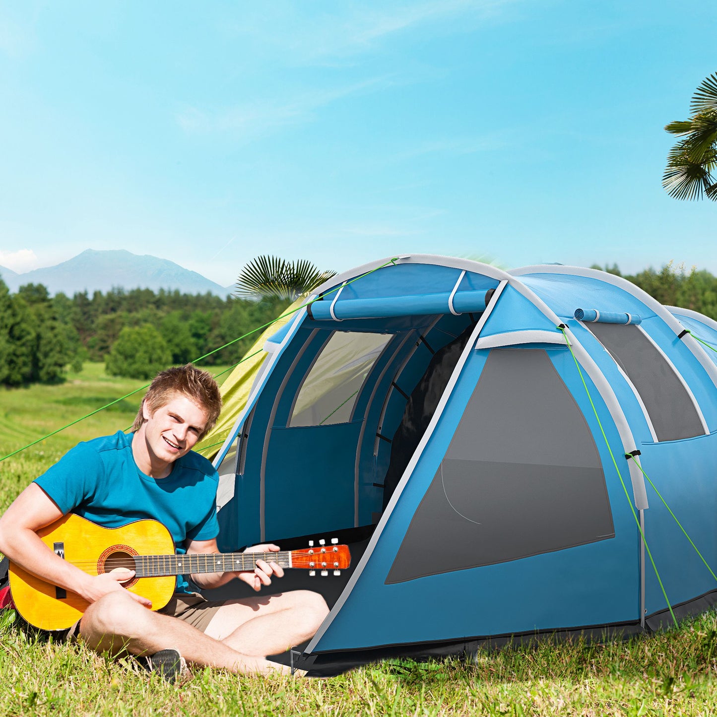 Outsunny 3-4 Man Tunnel Tent