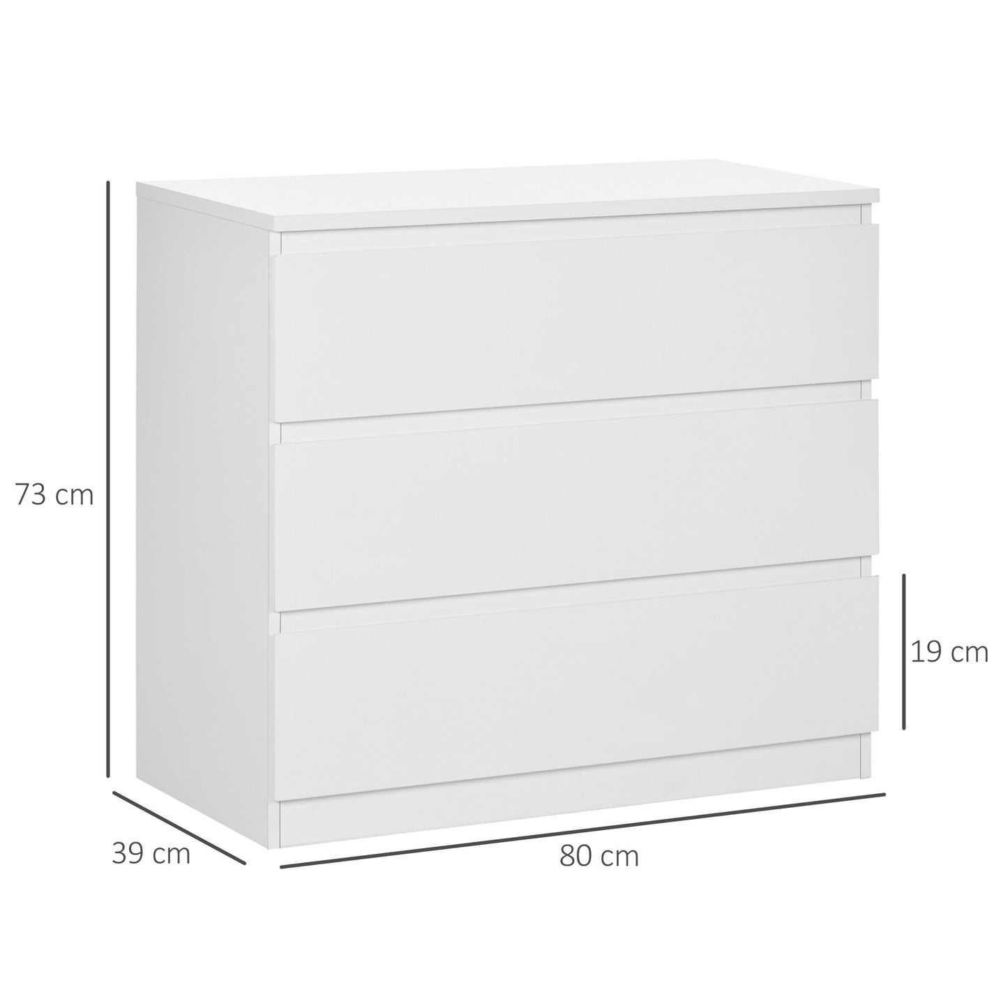 Homcom Chest Of Drawers 3-Drawer Storage Organiser Unit For Bedroom Living Room White