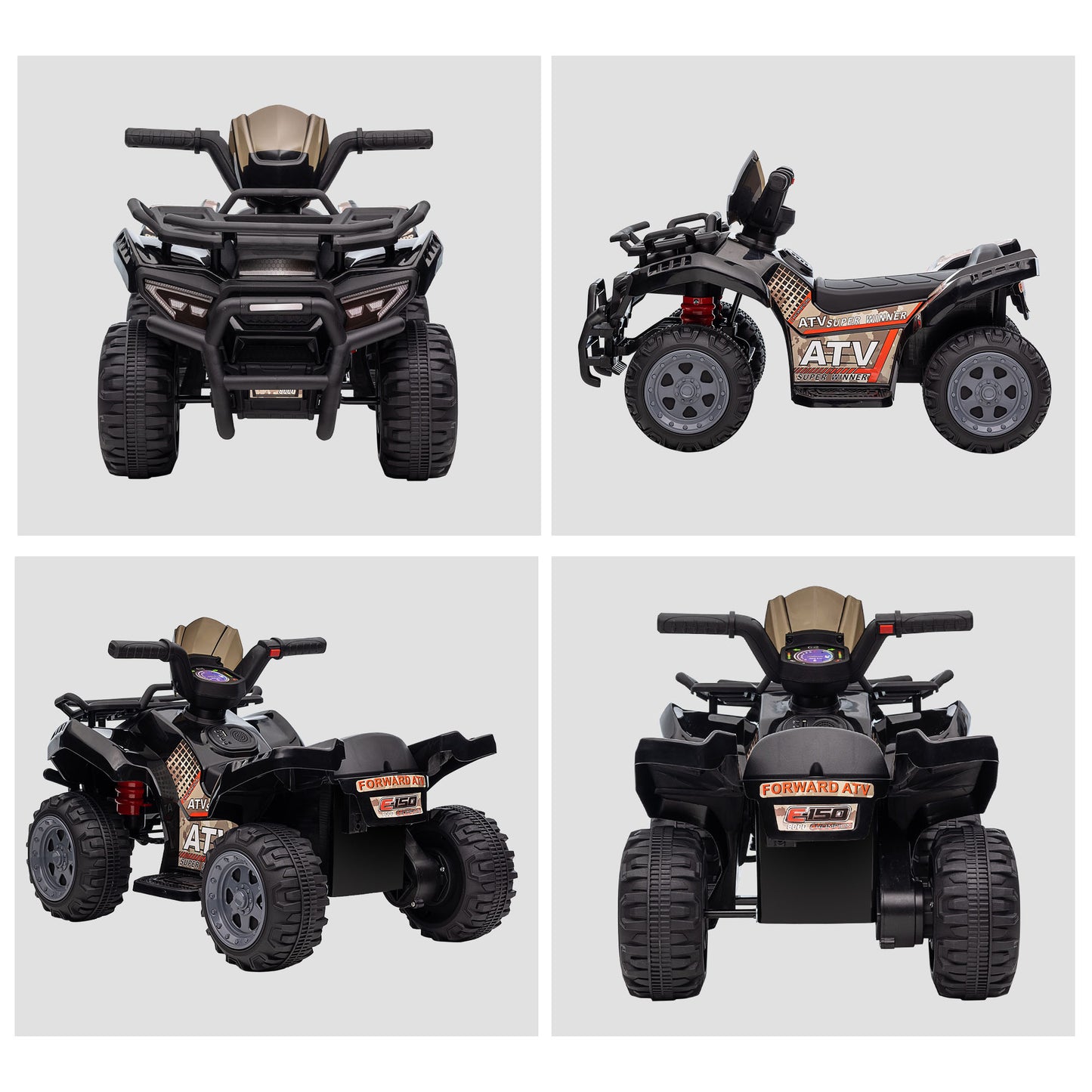 Homcom Kids Ride-on Four Wheeler ATV Car with Real Working Headlights for 18-36M