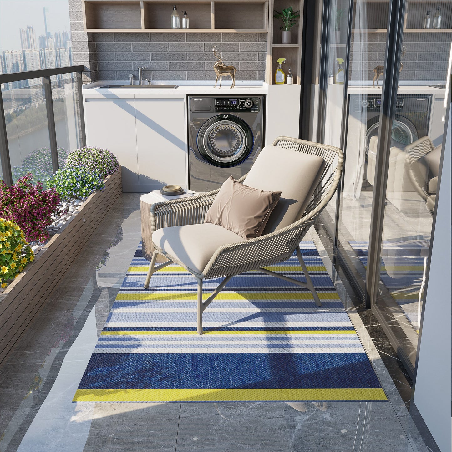 Outsunny Reversible Outdoor Rug