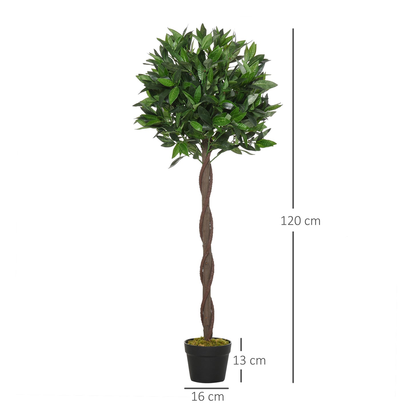 Outsunny Set of 2 Artificial Topiary Bay Laurel Ball Trees in Pot Indoor Outdoor