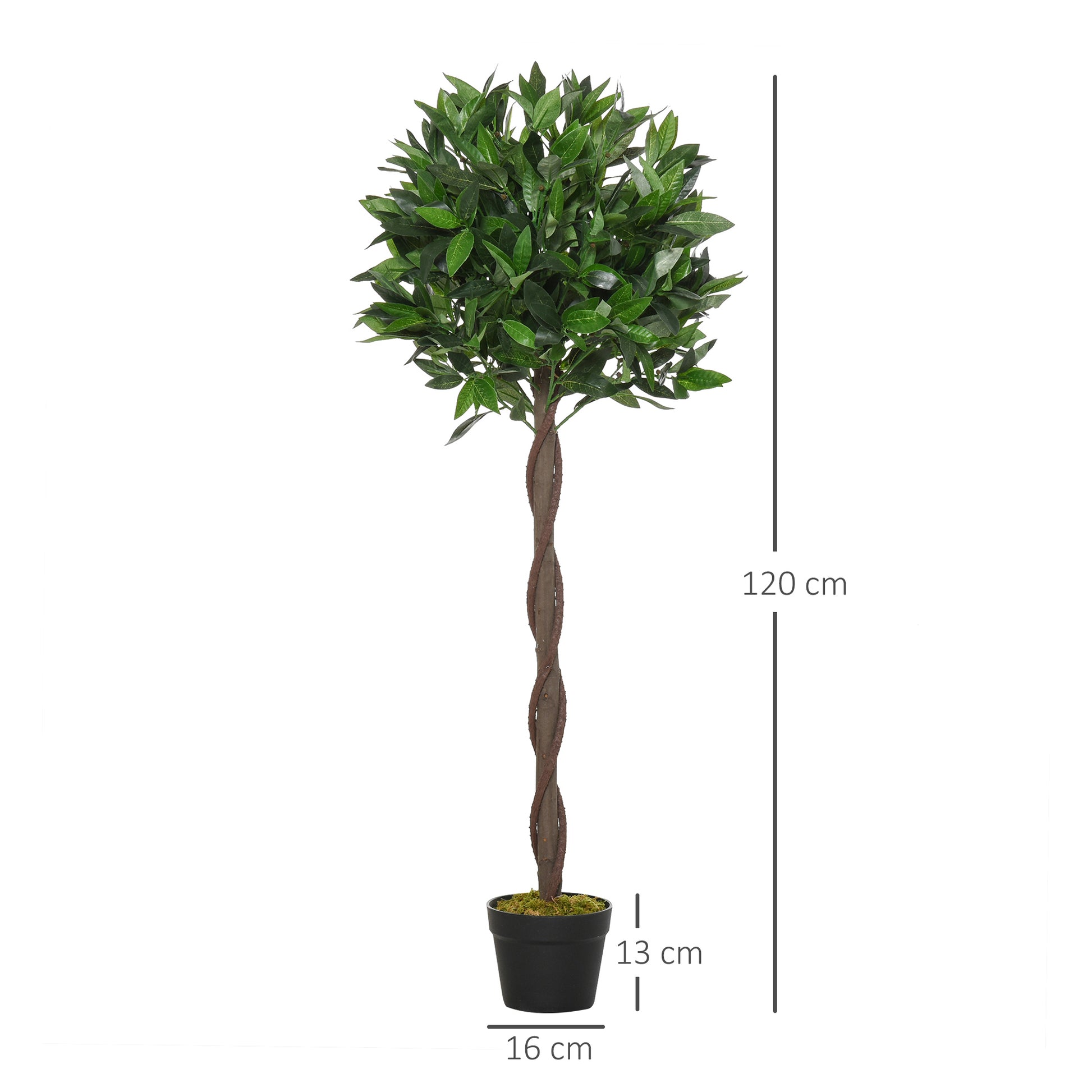 Outsunny Set of 2 Artificial Topiary Bay Laurel Ball Trees in Pot Indoor Outdoor