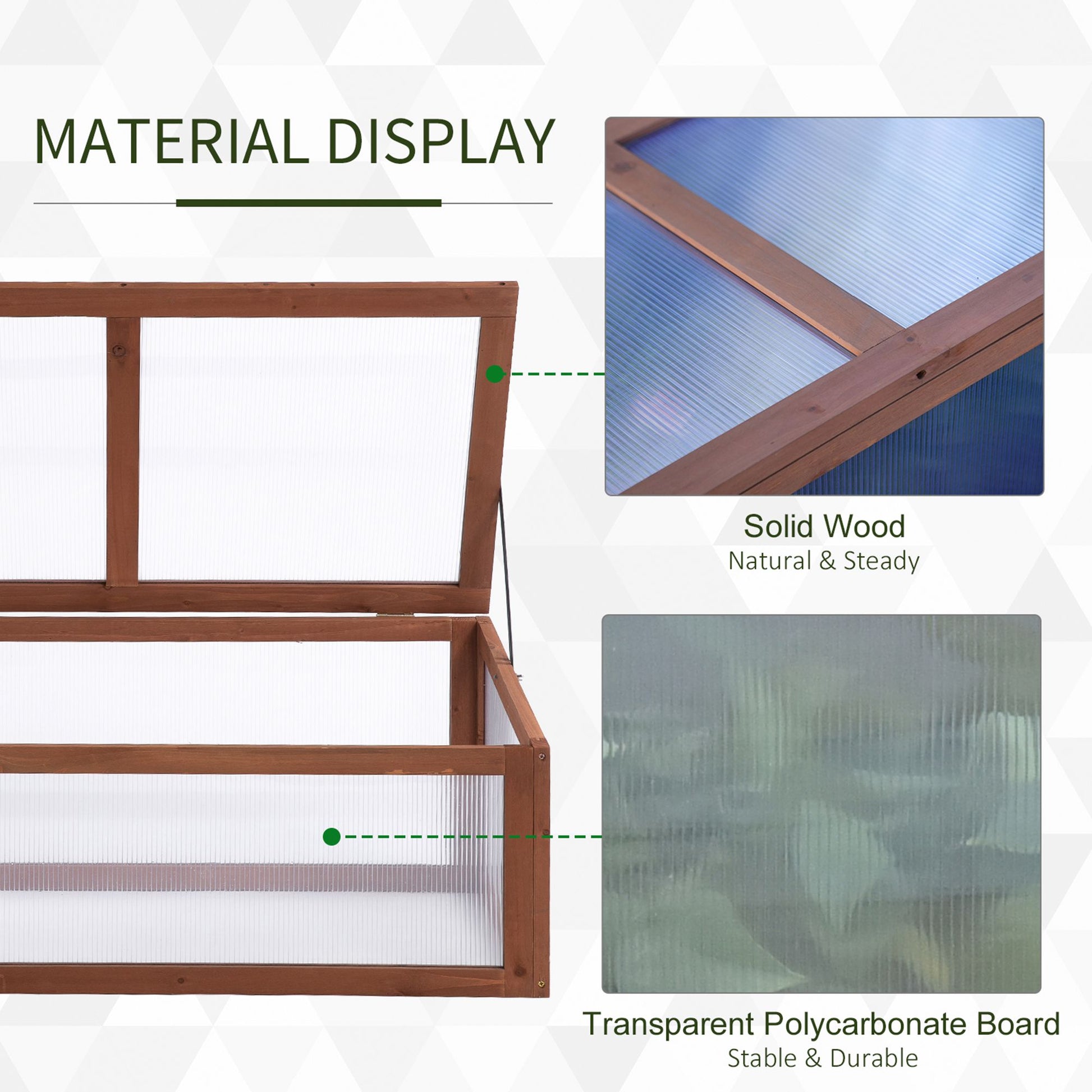 Outsunny Square Wooden Outdoor Greenhouse for Plants with Openable Cover PC Board 100 x 65 x 40 cm