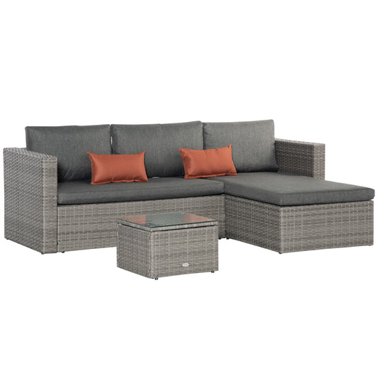 Outsunny 3 Pieces Outdoor PE Rattan Sofa Set