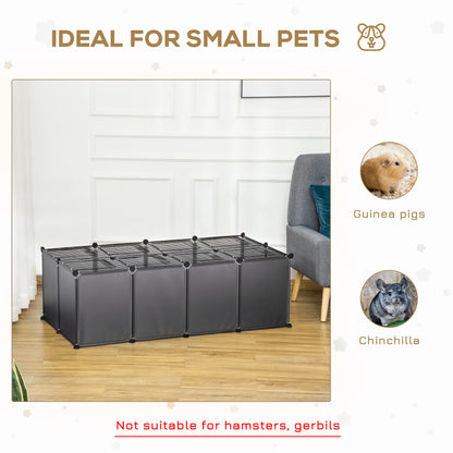 Pawhut Pet Playpen With Door Guinea Pigs Metal Mesh Cage With Mallet Grey