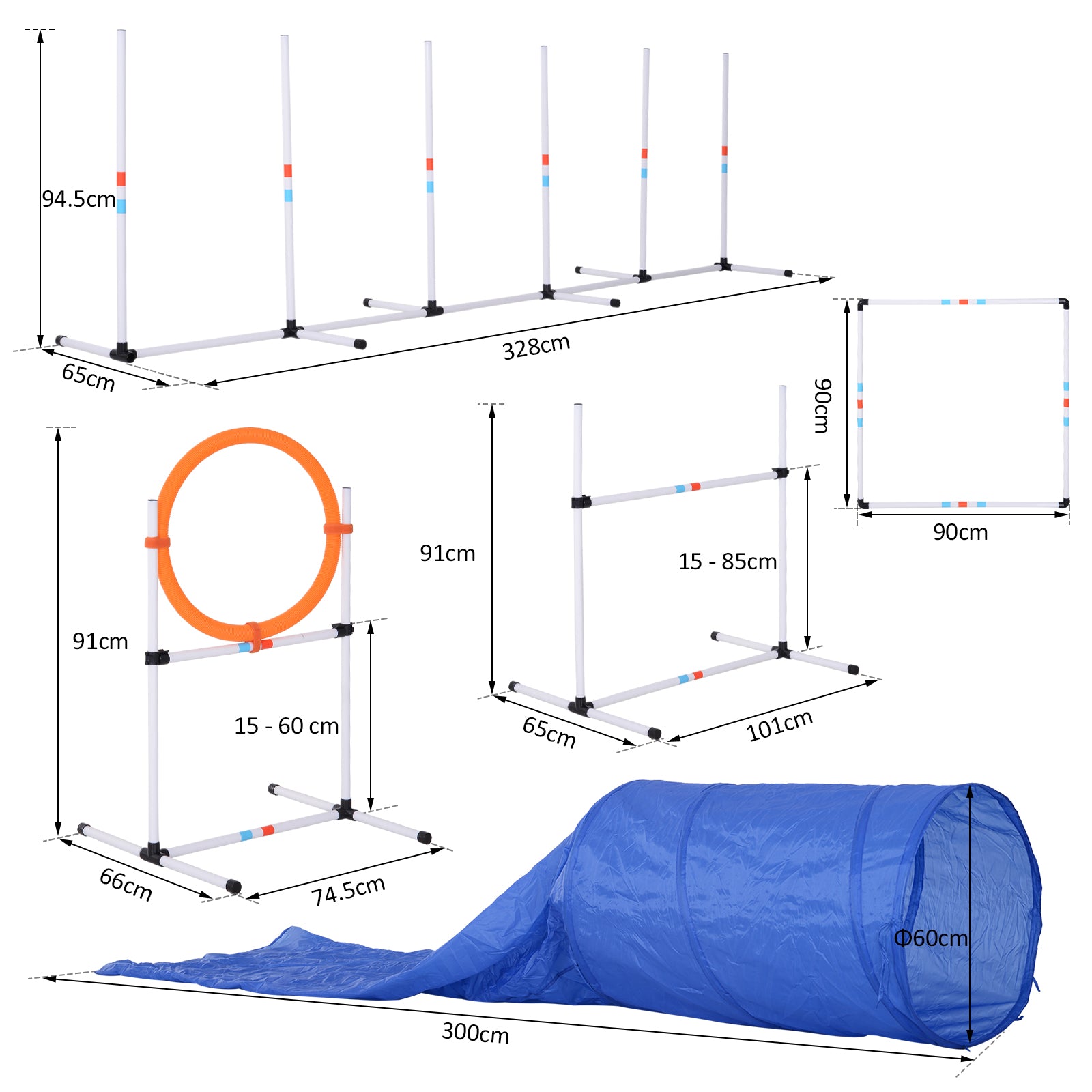 Large Agility Dog Obstacle Course With Carry Bag by Pawhut