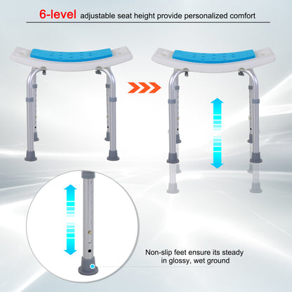 Homcom Aluminium Alloy Six-Level Non-Slip Bathroom Stool