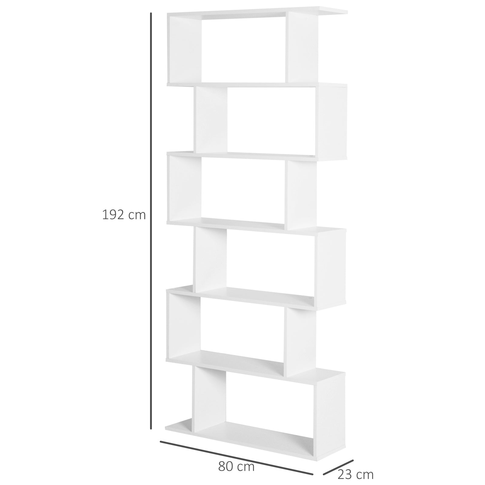 Homcom Particle Board 6-Tier Asymmetrical Shelving Unit White