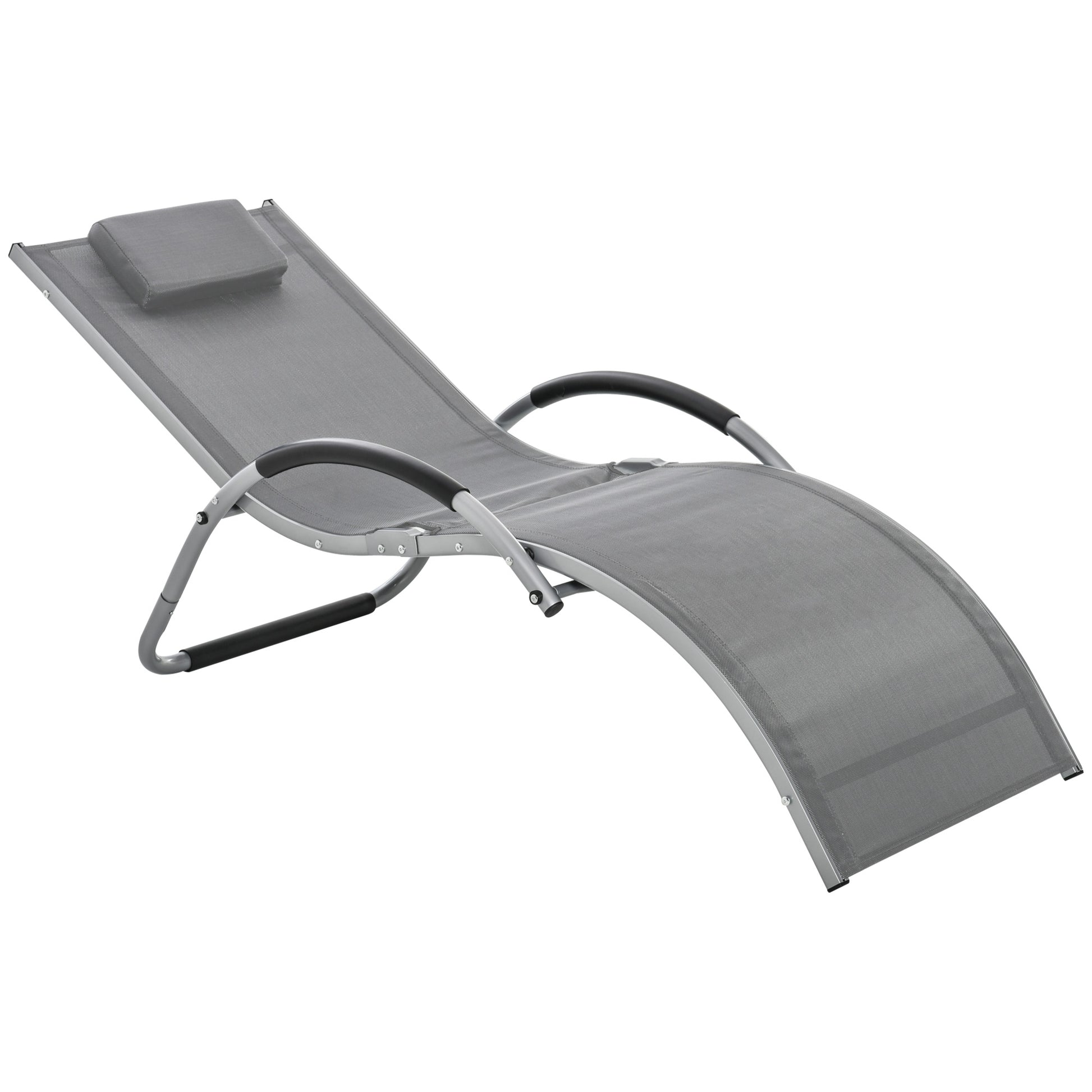 Outsunny Lounger Chair Portable Armchair with Removable Pillow for Yard Beach Texteline