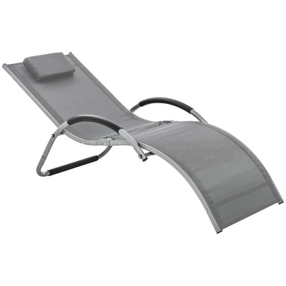 Outsunny Lounger Chair Portable Armchair with Removable Pillow for Yard Beach Texteline