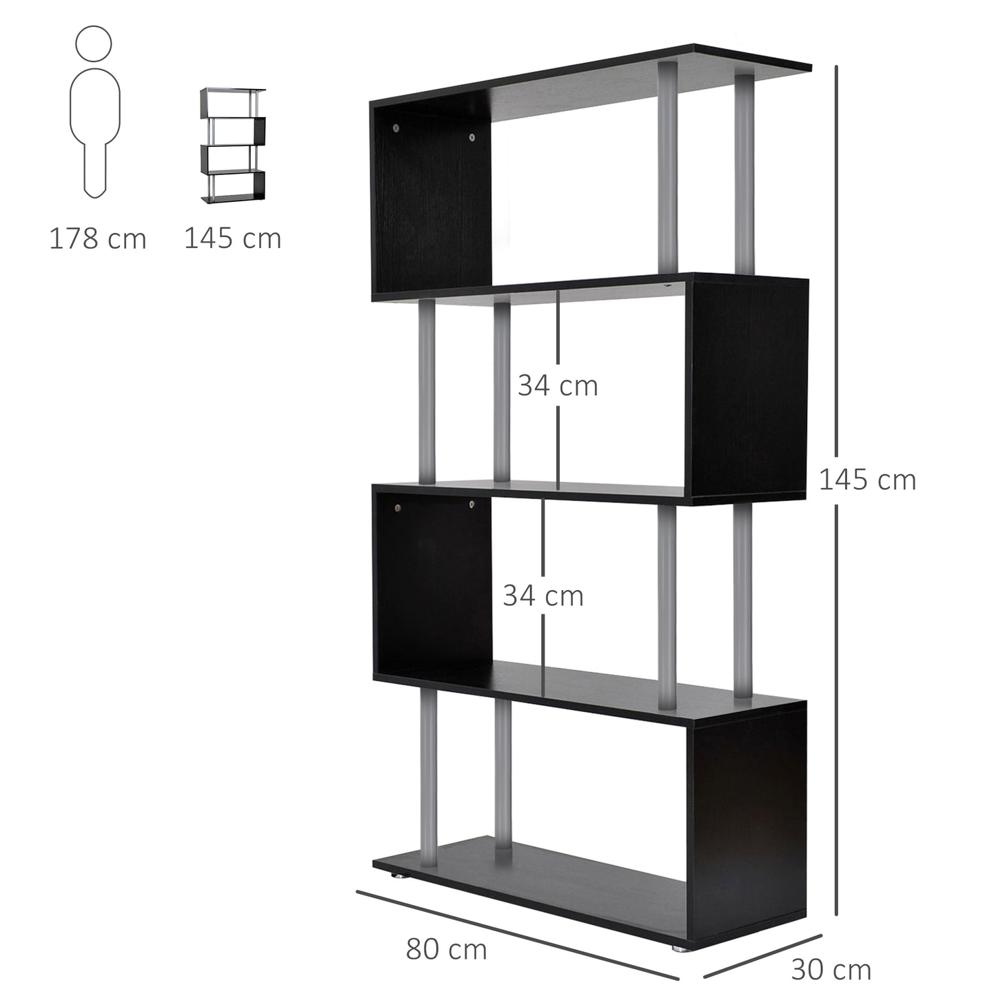 Homcom Double 'S' Shelving Unit - Black