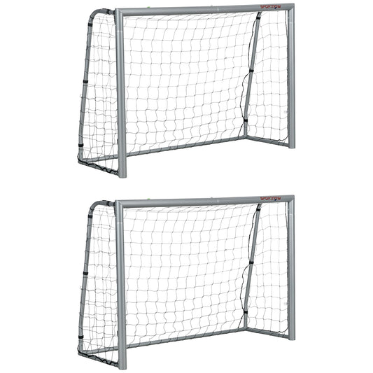 6ft x 4ft Football Goal, Set of 2 Football Net for Garden, Training Goal with Ground Stakes, Steel Frame-0