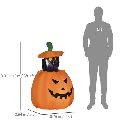 Outsunny 4ft Inflatable Halloween Pumpkin with Lifting Cat