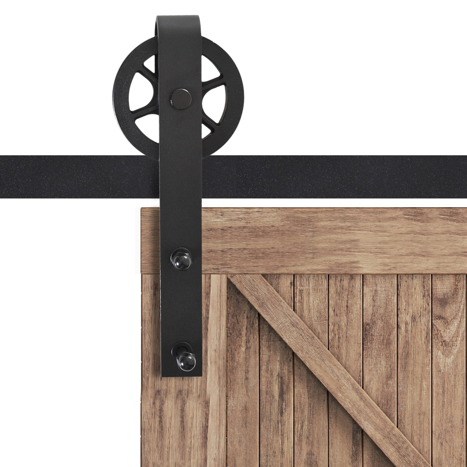 Homcom Carbon Steel 6.6 FT Sliding Barn Door Hardware Kit-Frosted Black