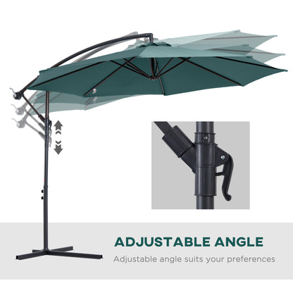 Outsunny 3(m) Garden Banana Parasol Hanging Cantilever Umbrella with Crank Handle