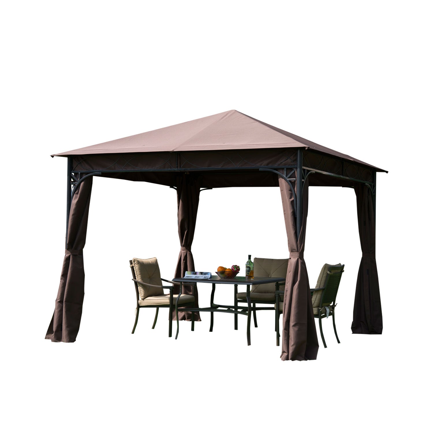 Outsunny 3x3 m Gazebo Pavilion-Coffee