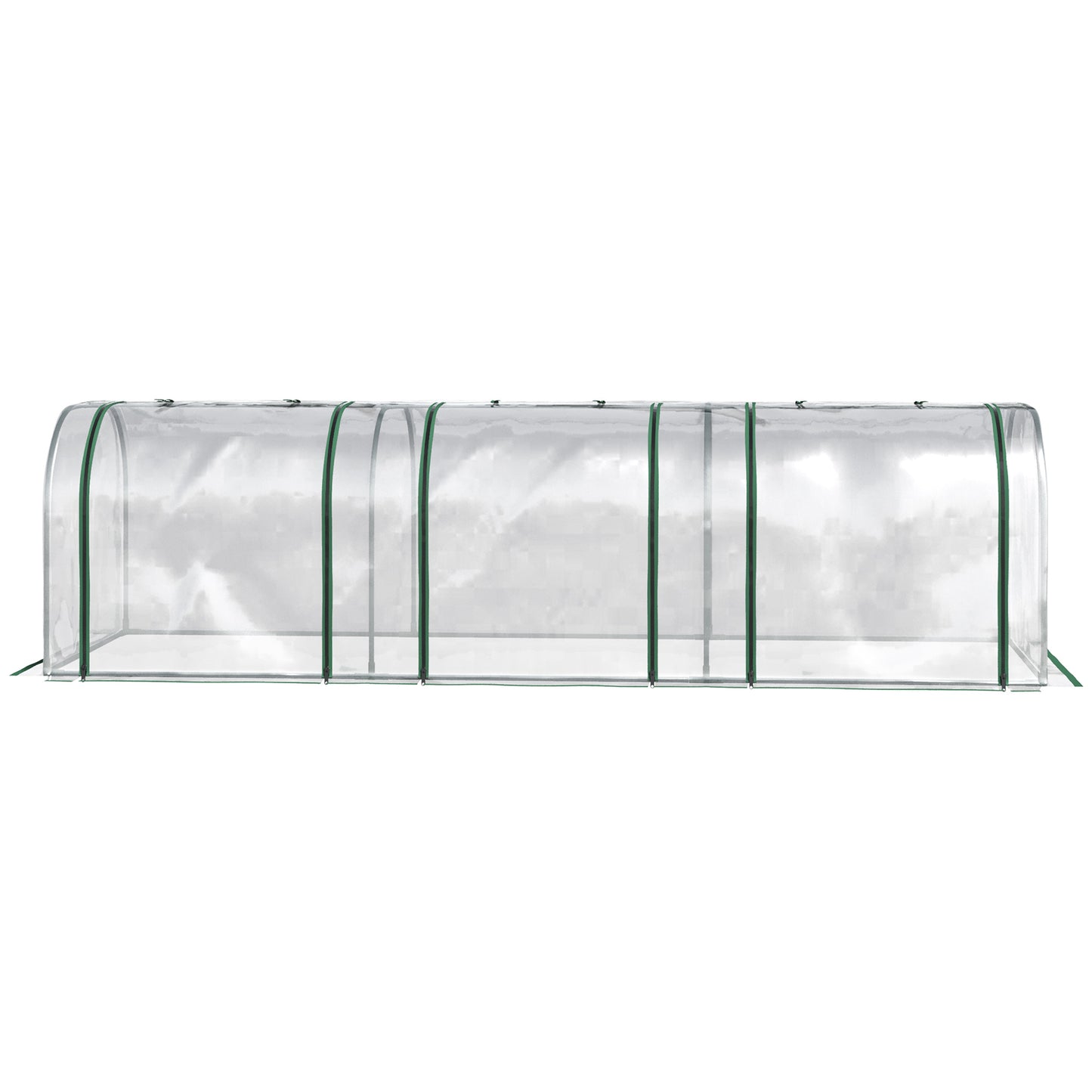 Outsunny PVC Tunnel Greenhouse Green Grow House Steel Frame for Garden Backyard with Zipper Doors 295x100x80 cm