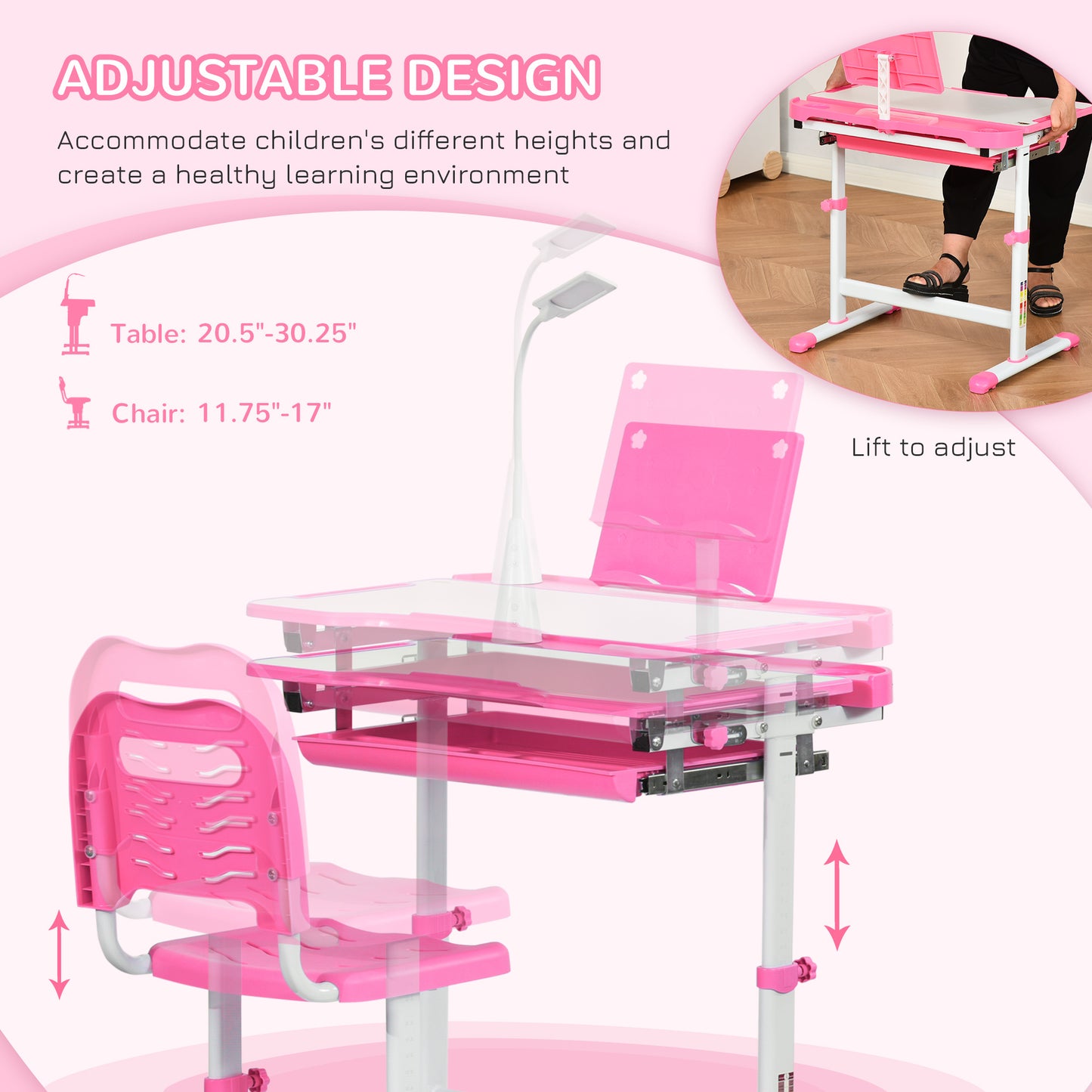 Homcom Kids Desk and Chair Set