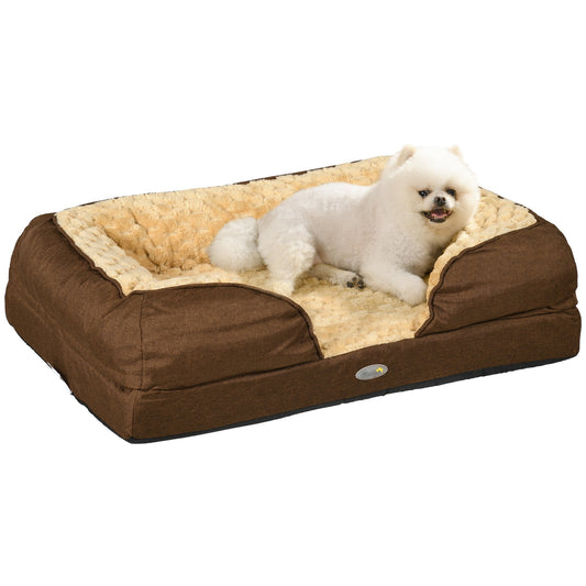 Calming Dog Bed Pet Mattress w/ Removable Cover, Anti-Slip Bottom, for Small Dogs, 70L x 50W x 18Hcm - Brown-0