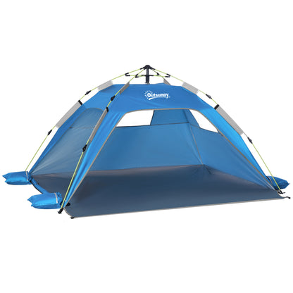 Outsunny Beach Tent for 1-2 Person Pop-up Design with 2 Mesh Windows & 2 Doors Sky Blue